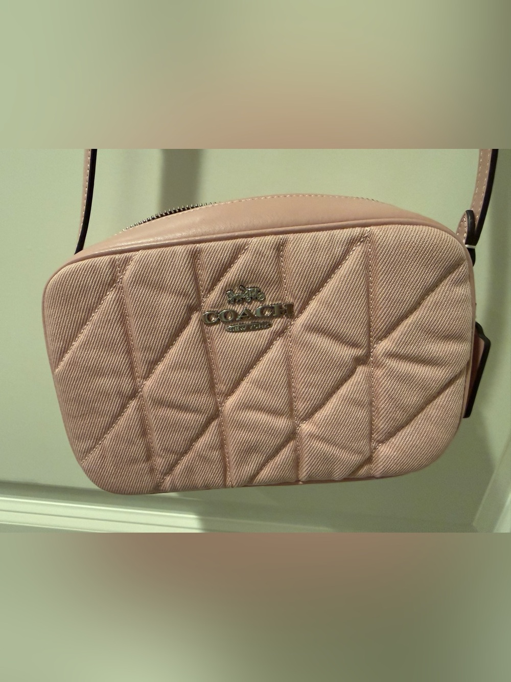 Coach Mini Jamie Camera Bag Pink Quilted Denim Leather - Picture 11 of 12